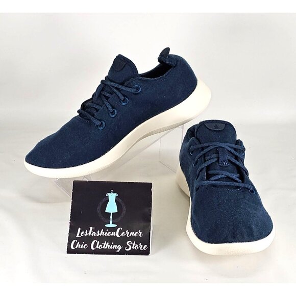 Allbirds Men’s Wool Runners in Tuke Midnight Blue White Cream Soles Size 11 301 - Picture 1 of 16